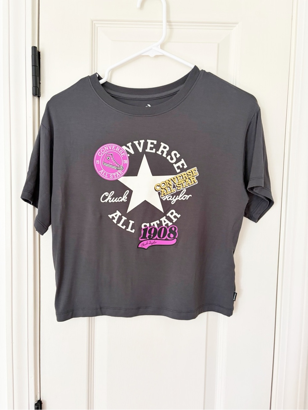 Girls Large 10/12 Converse Graphic Tee in Charcoal
